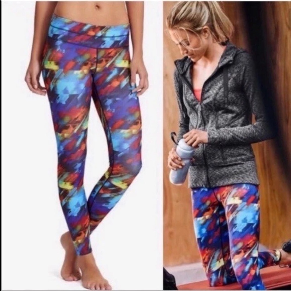 ATHLETA Colorburst Sonar Funky Ankle Mid Rise Leggings Sz XS
